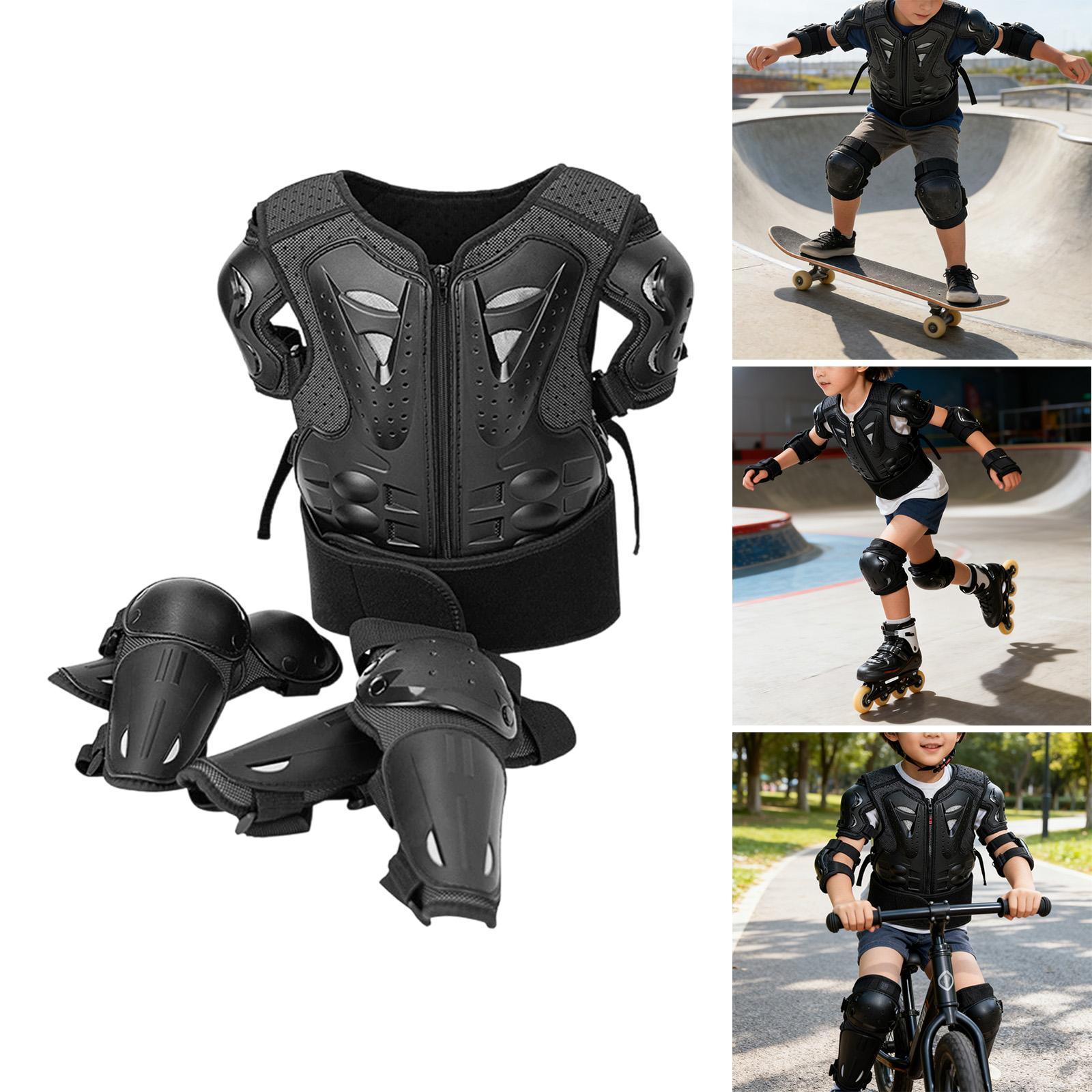 Mountain Biking Chest Protector - ชุดเกราะป้องกันแขนสำหรับเด็กแบบยูนิเซ็กซ์ สำหรับมอเตอร์ครอส พร้อมแผ่นป้องกันหน้าอก หลัง และกระดูกสันหลัง ทนทานต่อการสึกหรอ