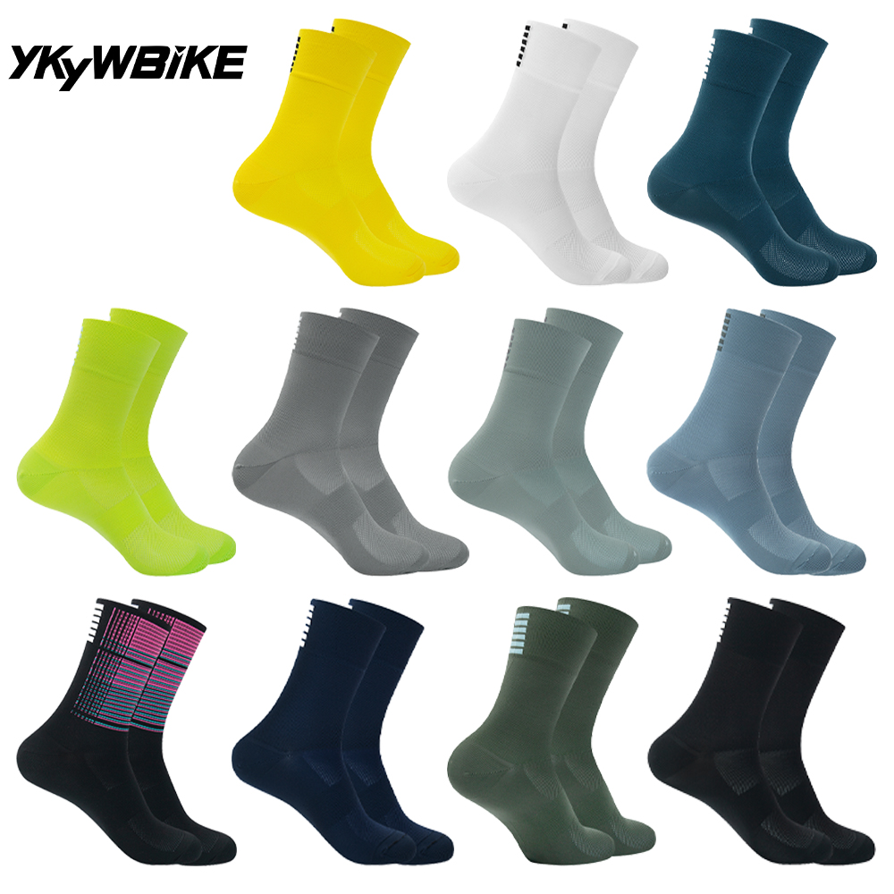Mountain Biking Socks - YKYWBIKE ถุงเท้าขี่จักรยานมืออาชีพกีฬาถุงเท้า Mtb จักรยานถุงเท้าจักรยานกลางแจ้งถุงเท้าแข่งขี่จักรยานถุงเท้ารองเท้าวิ่ง