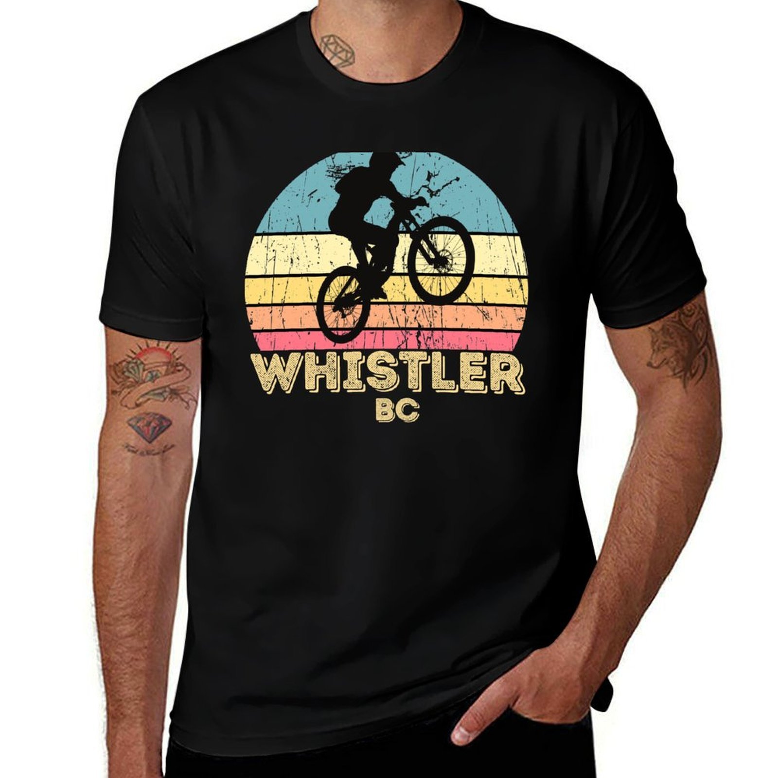 Mountain Biking Whistler - เสื้อยืดปั่นจักรยานบนภูเขาเมืองวิสเลอร์ เสื้อยืดเรียบง่ายสำหรับเทศกาล