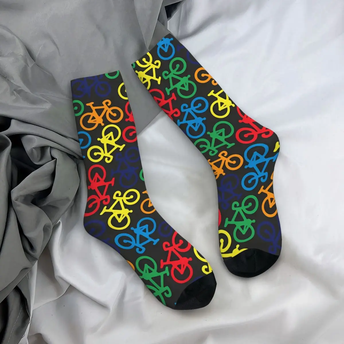 Mountain Biking Socks - ถุงเท้าลายจักรยานหลากสีสันสำหรับผู้ชาย ลายภูเขา ทางเดิน ดาวน์ฮิลล์ MTB แบบยูนิเซ็กซ์