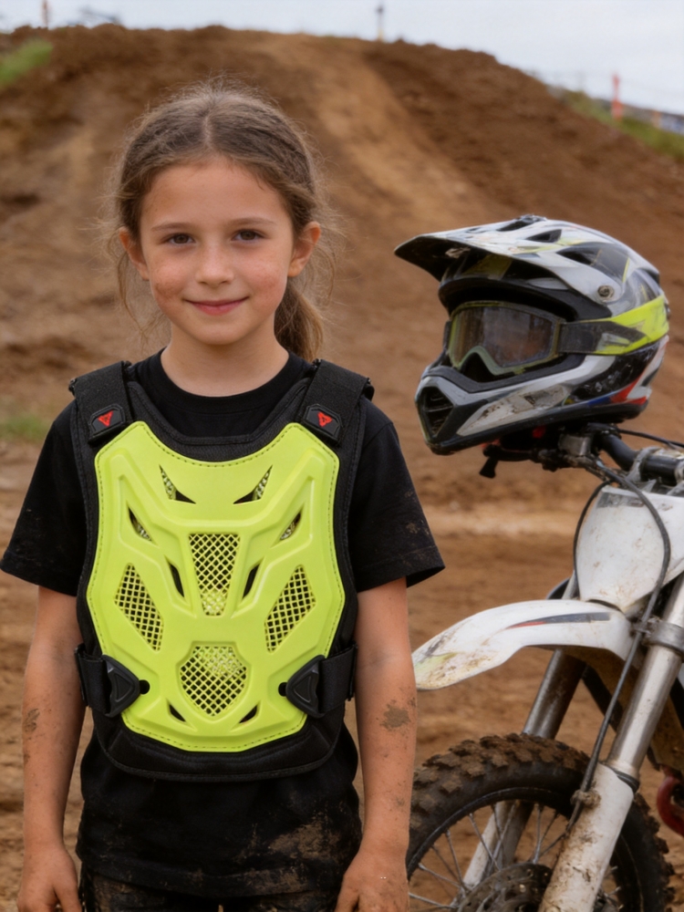 Mountain Biking Chest Protector - เสื้อเกราะป้องกันสำหรับเด็กและเยาวชน ป้องกันหน้าอกและหลัง สำหรับมอเตอร์ไซค์วิบาก รถจักรยานเสือภูเขา และอุปกรณ์ป้องกันสำหรับเด็ก
