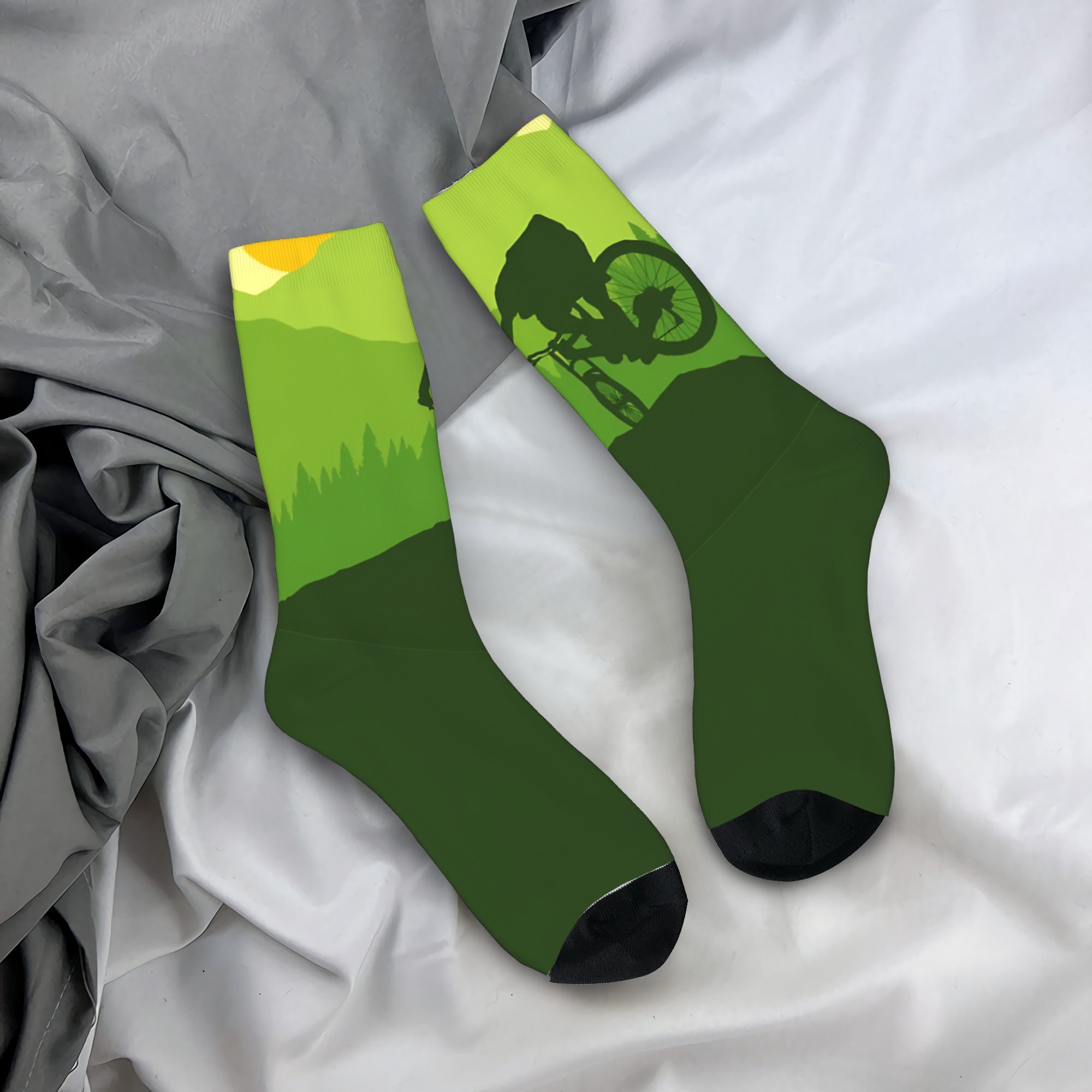 Mountain Biking Socks - ถุงเท้าปั่นจักรยานบนจักรยานเสือภูเขา สำหรับผู้ชายและผู้หญิง ถุงเท้าแฟชั่นอุ่นสบายสำหรับนักปั่นจักรยาน