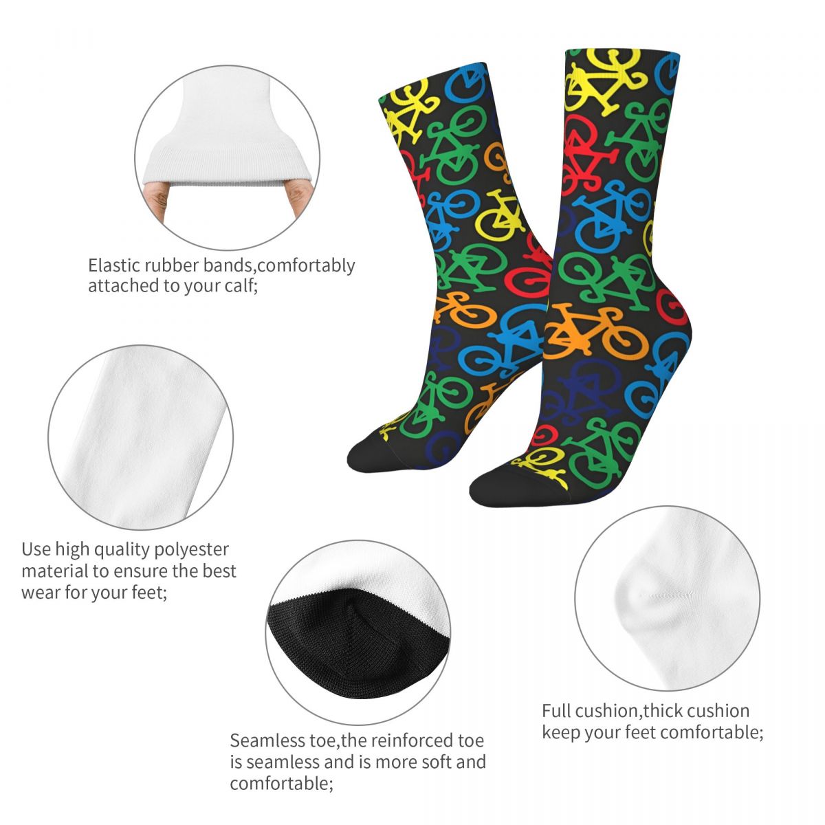 ถุงเท้าลายจักรยานหลากสีสันสำหร - Mountain Biking Socks บทวิจารณ์และราคา